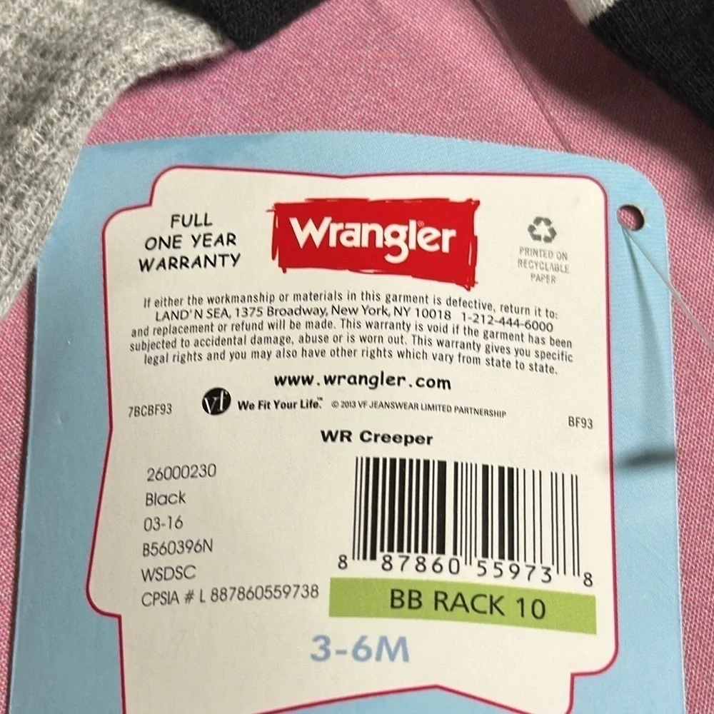 Wrangler Baby Boy's 3-6 M Polo One Piece Bodysuit Striped Thermal Long Sleeves